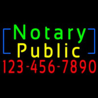 Green Notary Public With Phone Number Neon Skilt