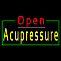 Red Open Acupressure Green Border Neon Skilt