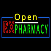 Yellow Open Pharmacy Neon Skilt