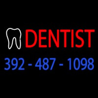 Red Dentist With Phone Number Neon Skilt