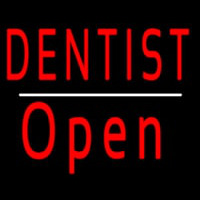 Dentist Open White Line Neon Skilt