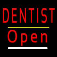 Dentist Open Yellow Line Neon Skilt