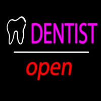 Dentist Logo Open White Line Neon Skilt