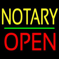 Notary Block Open Green Line Neon Skilt