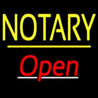 Notary Open Yellow Line Neon Skilt