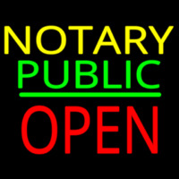 Notary Public Block Open Green Line Neon Skilt