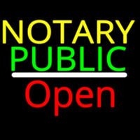 Notary Public Open White Line Neon Skilt