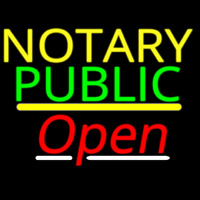 Notary Public Open Yellow Line Neon Skilt