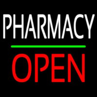 Pharmacy Block Open Green Line Neon Skilt