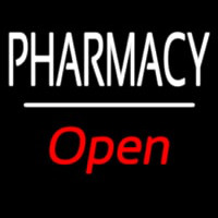 Pharmacy Open White Line Neon Skilt