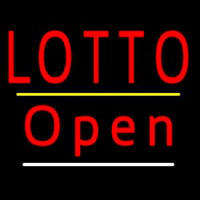 Red Lotto Yellow Line Open Neon Skilt