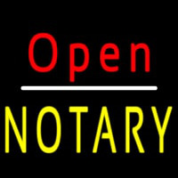 Red Open Yellow Notary Neon Skilt