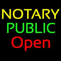 Yellow Green Notary Public Red Open Neon Skilt