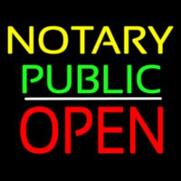 Yellow Green Notary Public White Line Block Open Neon Skilt