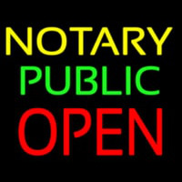 Yellow Notary Public Open Neon Skilt