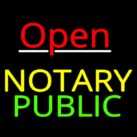 Red Open Notary Public Neon Skilt