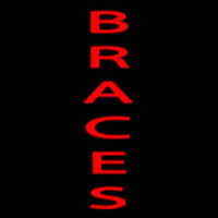 Vertical Red Braces Neon Skilt