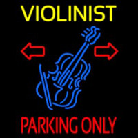 Yellow Violinist Red Parking Only Neon Skilt