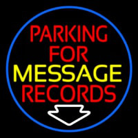 Custom Red Parking For Records White Border Neon Skilt