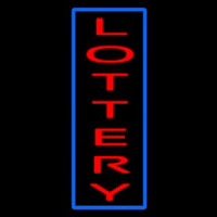 Vertical Red Lottery Blue Border Neon Skilt