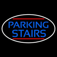 Blue Parking Stairs Oval With White Border Neon Skilt