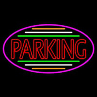 Double Stroke Parking Oval With Pink Border Neon Skilt