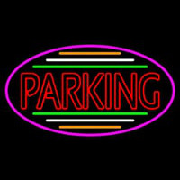 Double Stroke Parking Oval With Pink Border Neon Skilt