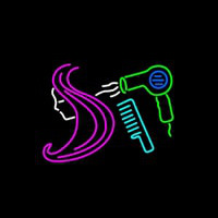 Barber Shop Hair Logo Salon Neon Skilt