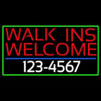 Red Walk Ins Welcome With Phone Number Neon Skilt