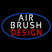 White Air Brush Design With Blue Border Neon Skilt