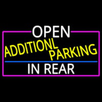 Open Additional Parking In Rear With Pink Border Neon Skilt