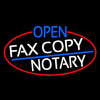 Open Fa  Copy Notary Oval With Red Border Neon Skilt