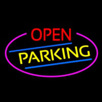 Open Parking Oval With Pink Border Neon Skilt