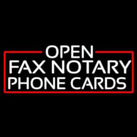 White Open Fa  Notary Phone Cards With Red Border Neon Skilt