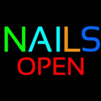 Multi Colored Nails Red Open Neon Skilt