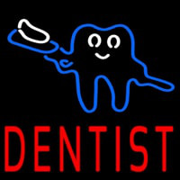 Tooth Logo With Brush Dentist Neon Skilt
