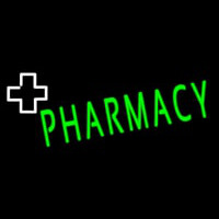 Green Pharmacy With Plus Logo Neon Skilt