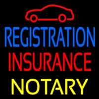 Registration Insurance Notary With Car Logo Neon Skilt