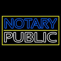 Notary Public With Yellow Border And Line Neon Skilt