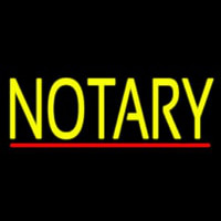 Yellow Notary With Red Line Neon Skilt