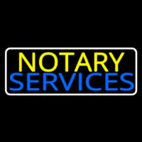 Notary Services With White Border Neon Skilt