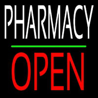 Pharmacy Block Open Green Line Neon Skilt