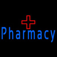 Blue Pharmacy With Medical Logo Neon Skilt