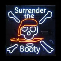 surrender the booty skull Pirate Cranial BAR PUB  Neon Skilt